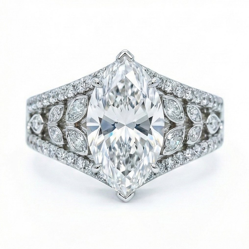 Ei pohjahintaa - Sormus - 14 kt. Valkokulta -  2.18ct. tw. Timantti (Laboratoriossa kasvatettu) - Timantti - IGI- seuraavan päivän EU-toimitus #1.0