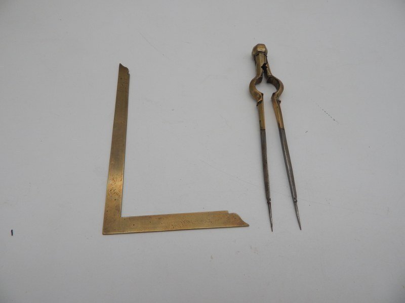 不明 - 徽章 - franc maconnerie masonic antique Compass & Square compas et équerre anciens - 19世紀早期 #2.1