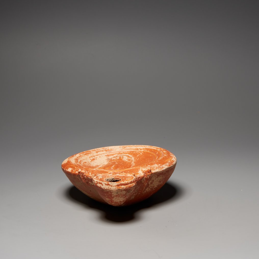 Αρχαία Ρωμαϊκή Terracotta Λάδι με κουκουβάγια. Πρώτος-δεύτερος αιώνας μ.Χ. Μήκος 10,5 εκ. #3.2