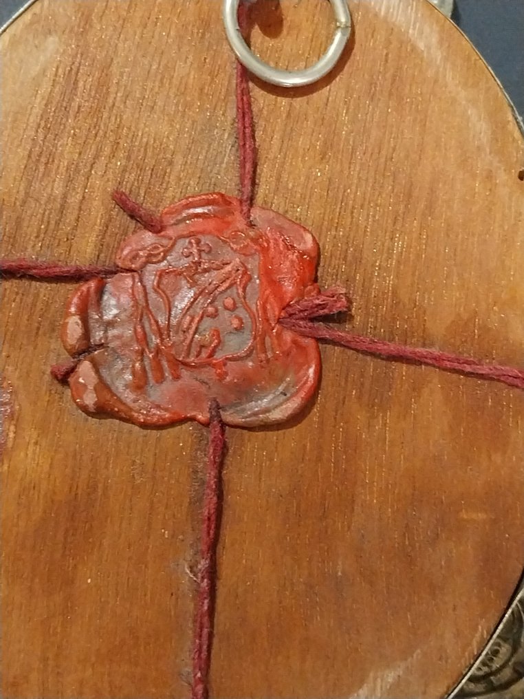  聖物匣 - 鍍銀, 玻璃, 木, 紡織品, 紙 - 1920-1930 - 我们主耶稣基督的圣十字架 + 圣人遗物三件  #1.0