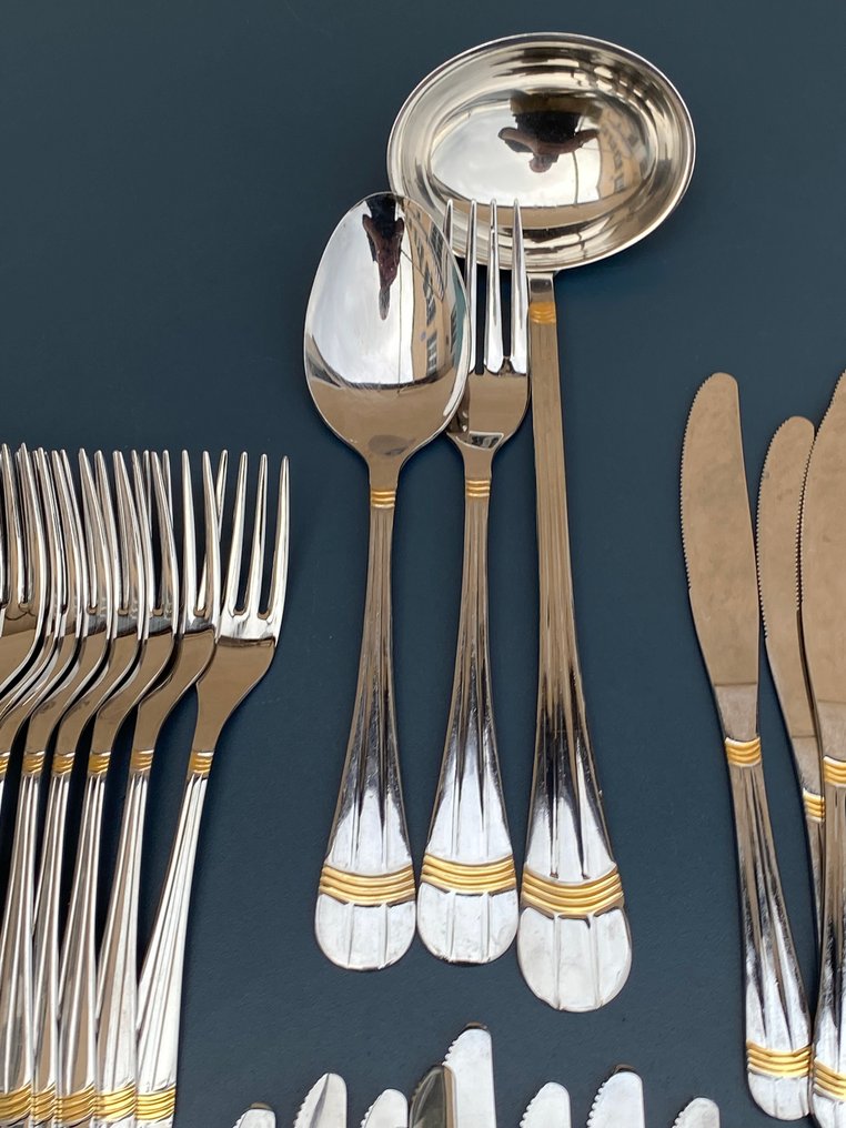 Inoxpran - Ménagère pour 12 personnes (39) - Acier, Plaqué or #3.2