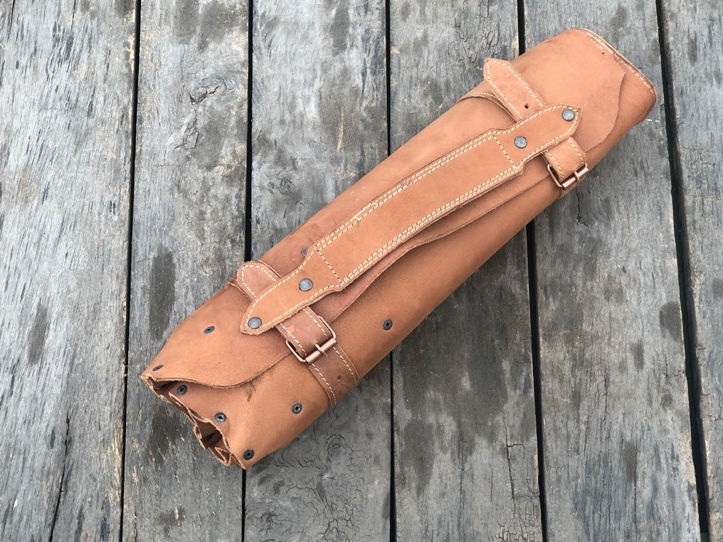 Coltello da cucina - Set di coltelli da chef da collezione fatti a mano (5) in acciaio speciale giapponese, manico in - Nord America - Leather Saya (M3) #3.2