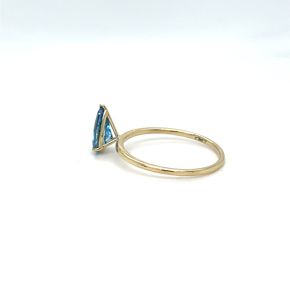 Zonder minimumprijs - Ring - 14 karaat Geel goud - 1.00ct. tw. Blauw Diamant (Fancy gekleurde, lab-grown diamant) #4.3