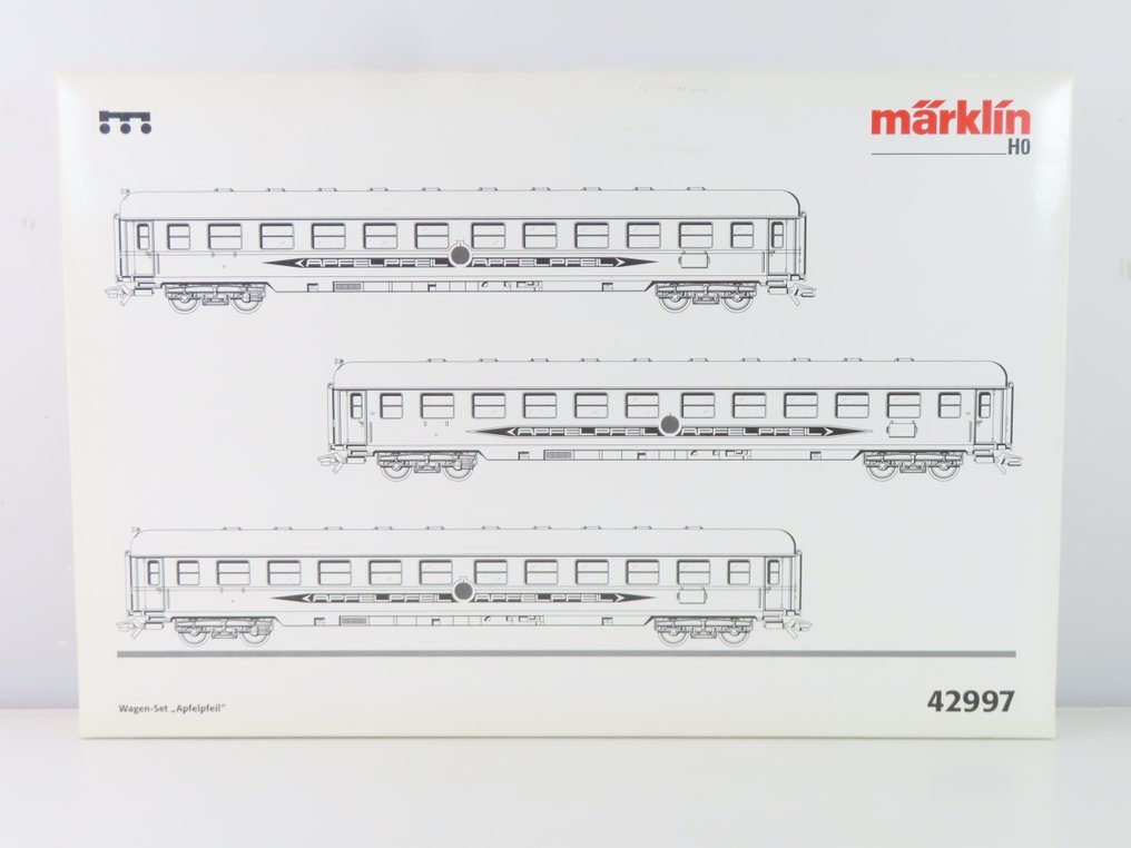 Märklin H0 - 42997 - Ensemble de wagons de passagers pour trains miniatures (1) - Ensemble de 3 pièces de train 'Apfelpheil' - DB #3.2
