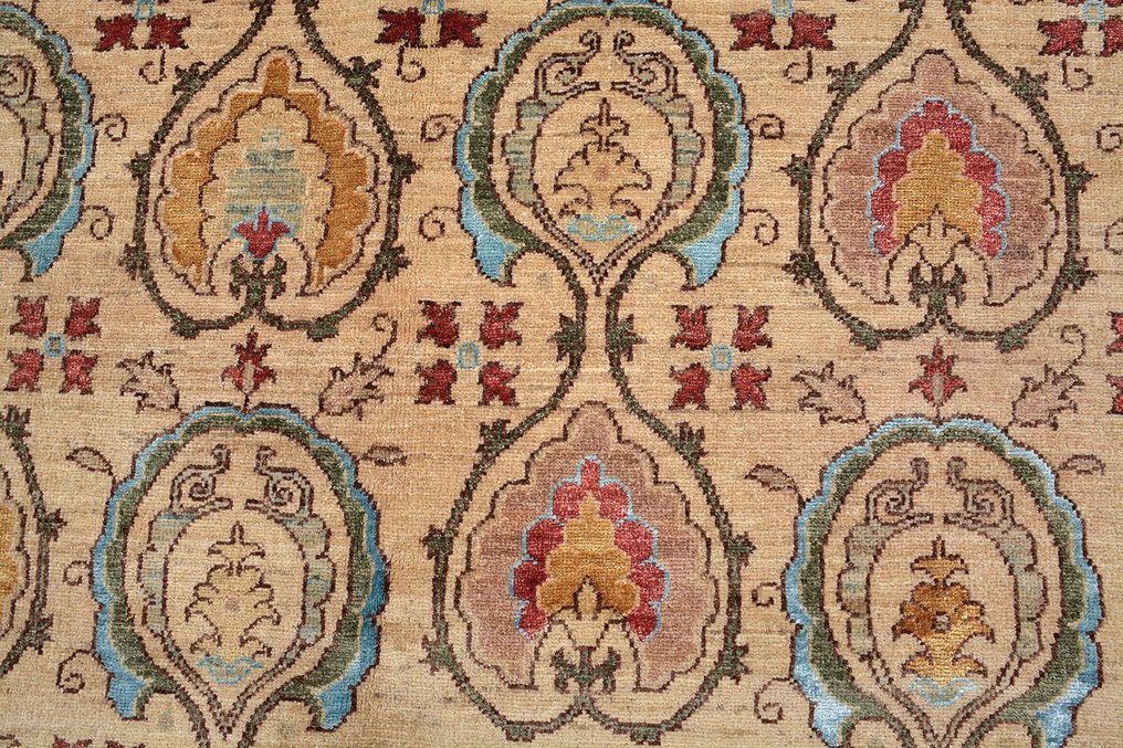 Afghan, Ziegler Kazak, Håndknyttet Suzani unikt designertepppe av høy kvalitet i naturlig ull. - Teppe - 300 cm - 200 cm - Håndlaget tradisjonelt teppe #1.0