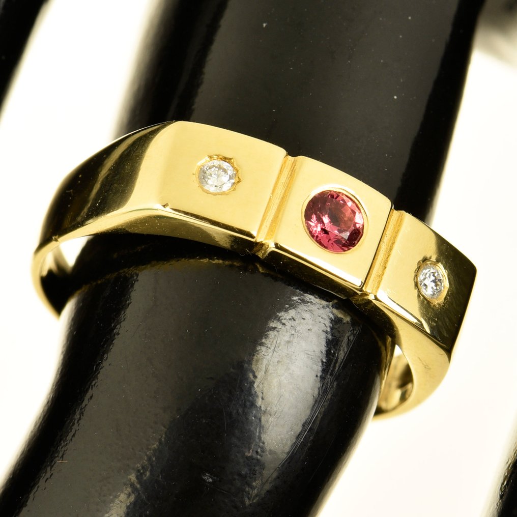 戒指 - 18K包金 黄金 蓝宝石 - 钻石 #1.0