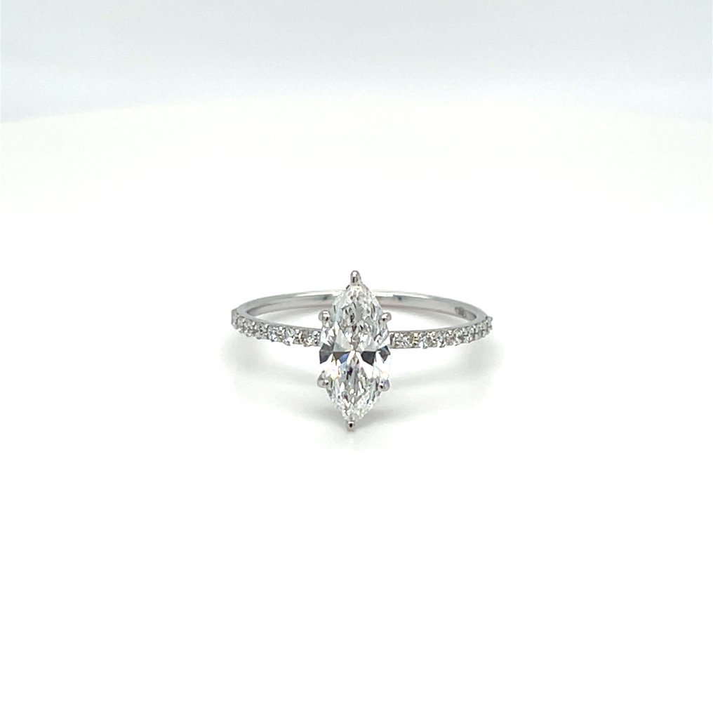 Zonder minimumprijs - Ring - 14 karaat Witgoud - 1.23ct. tw. Diamant (Lab-grown) - Diamant #1.0