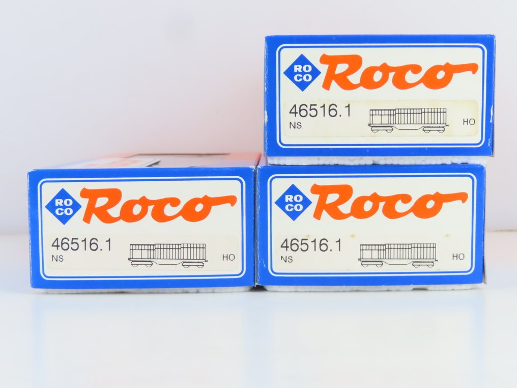 Roco H0 - 46516.1 - 模型貨運火車 (3) - 3 四轮轴伸缩车 - NS #4.3