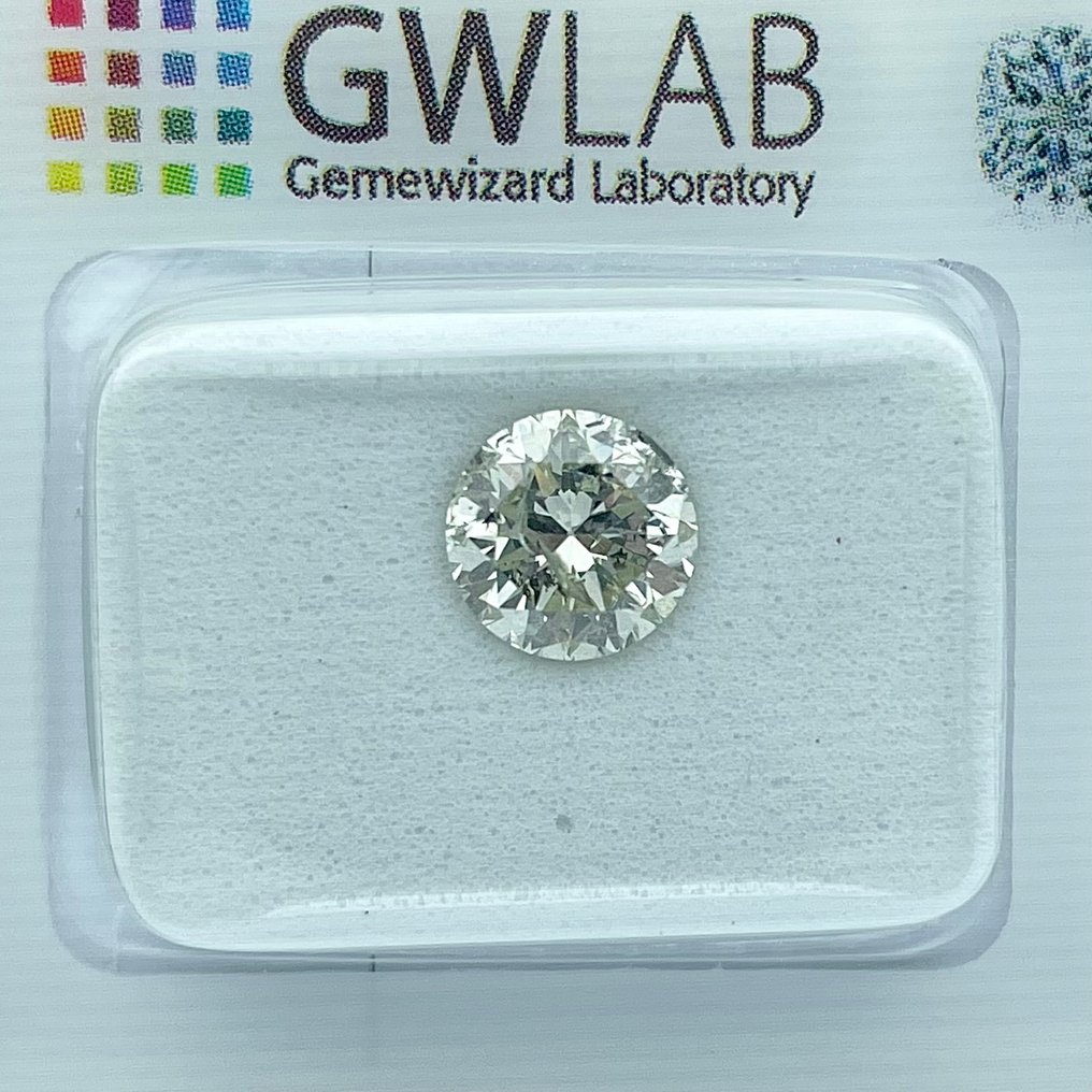 No reserve price - 1 pcs Diamond  (Natural)  - 1.25 ct - Round - J - I1 - Gemewizard Gemological Laboratory (GWLab) #3.2