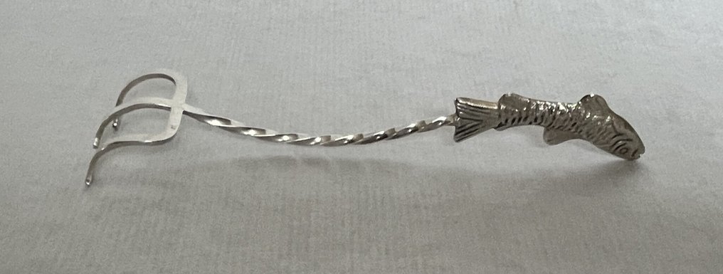 鱼餐具 - .833 银 - 古董沙丁鱼叉 #1.0