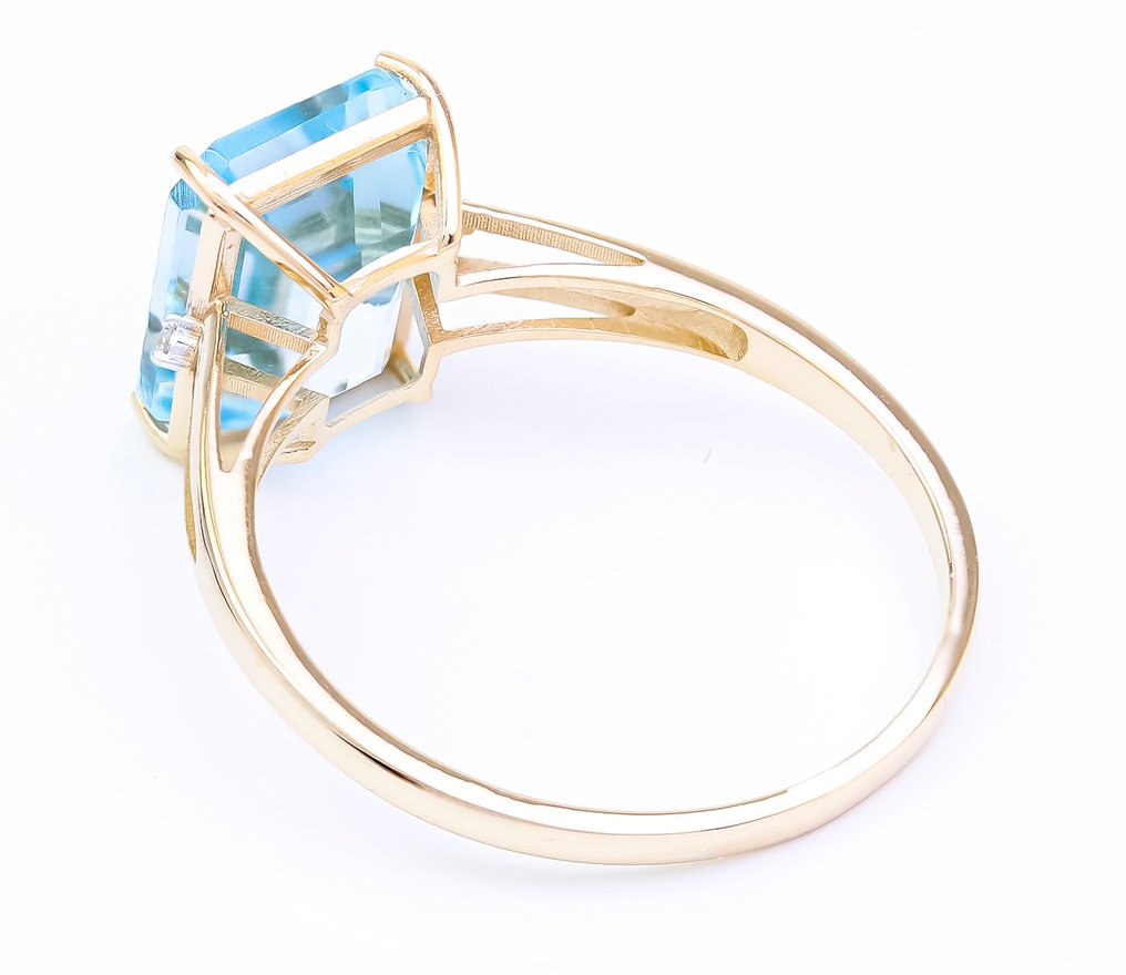 Sans prix de réserve - Bague - 14 carats Or jaune Topaze - Diamant - US-7 #4.3