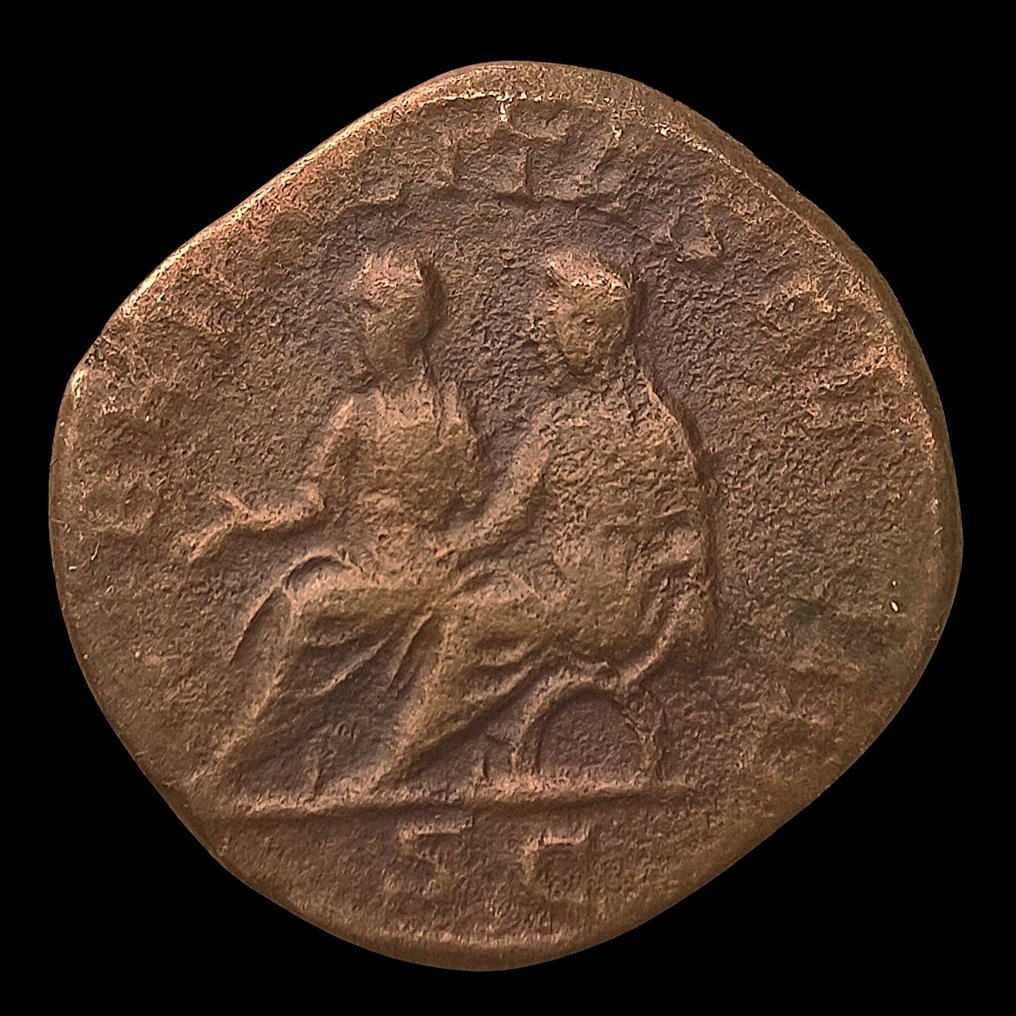 Ρωμαϊκή Αυτοκρατορία. Philip II (AD 247-249). Sestertius Rome - Emperors seated left on curule chair (χωρίς τιμή ασφαλείας) #1.0