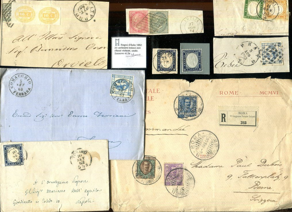 Ιταλία Βασίλειο 1862/1906 - Ενδιαφέρον σύνολο ιστορίας ταχυδρομείου του Βασιλείου. - Sassone vari #1.0