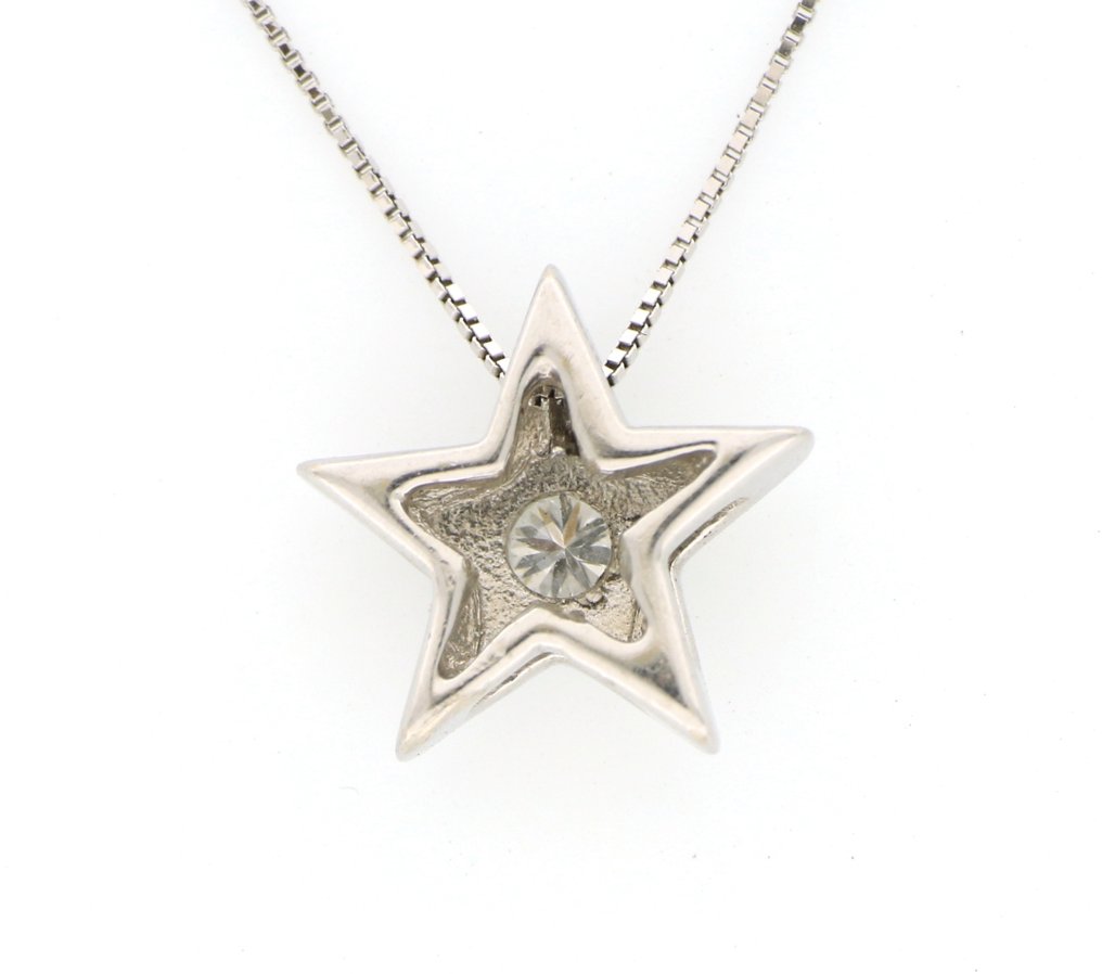 χωρίς τιμή ασφαλείας - Κολιέ με μενταγιόν - 18 καράτια Λευκός χρυσός -  0.15ct. tw. Διαμάντι (Φυσικό)  #3.2