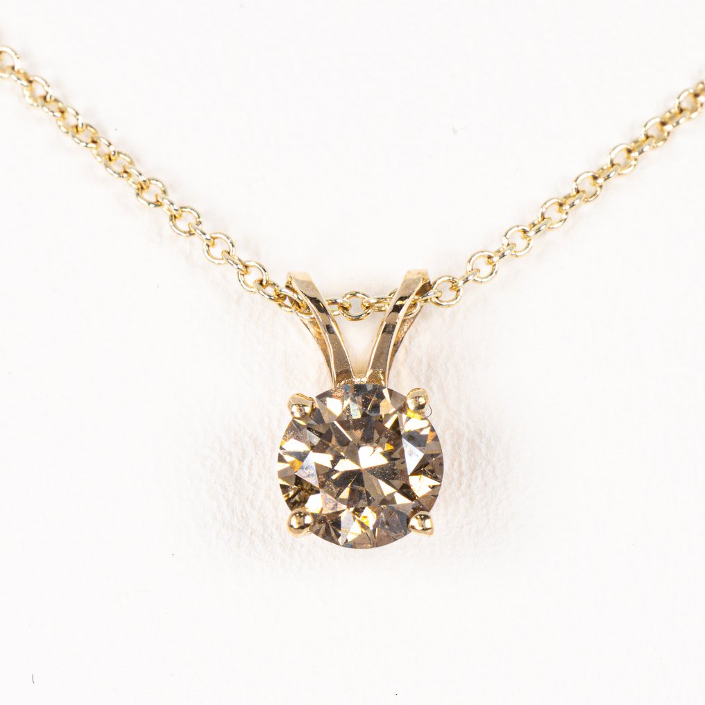 Sans prix de réserve - Collier avec pendentif - 14 carats Or jaune -  0.60ct. tw. Diamant (Couleur naturelle) - GWLAB #1.0