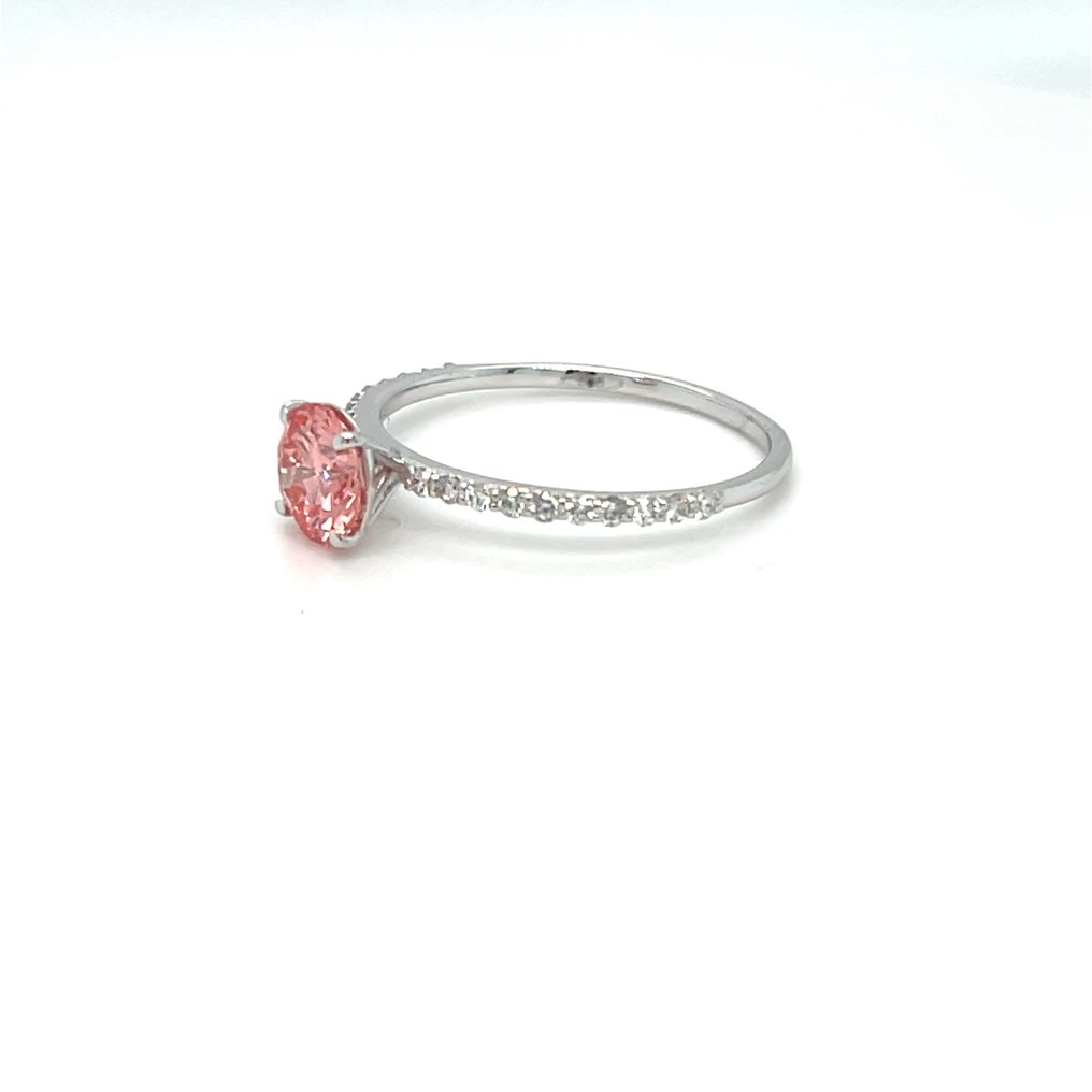 Zonder minimumprijs - Ring - 14 karaat Witgoud - 1.03ct. tw. Roze Diamant (Fancy gekleurde, lab-grown diamant) - Diamant #3.2
