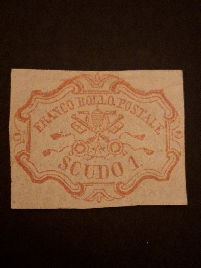 State Italiene Antice - Statul Papal 1852 - 1 scudo rosa carminio - Sassone N. 11 #4.3