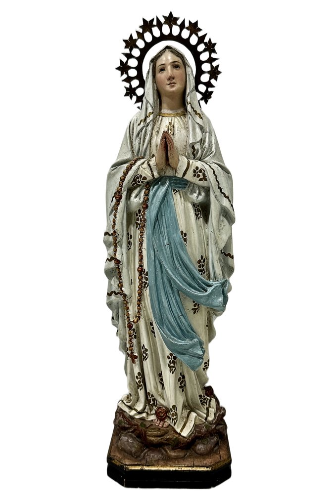 Olot - Γλυπτό, Virgen de Lourdes - 42 cm - πάστα ξύλου, Ορείχαλκος, Ξύλο, Κρύσταλλο - 1920 #1.0