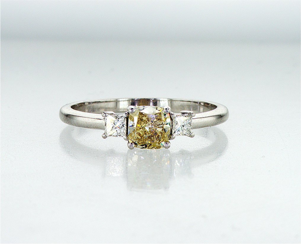 Δαχτυλίδι - 14 καράτια Λευκός χρυσός -  0.89ct. tw. Κίτρινο Διαμάντι (Φυσικού χρώματος) - Διαμάντι - R00099 #2.1