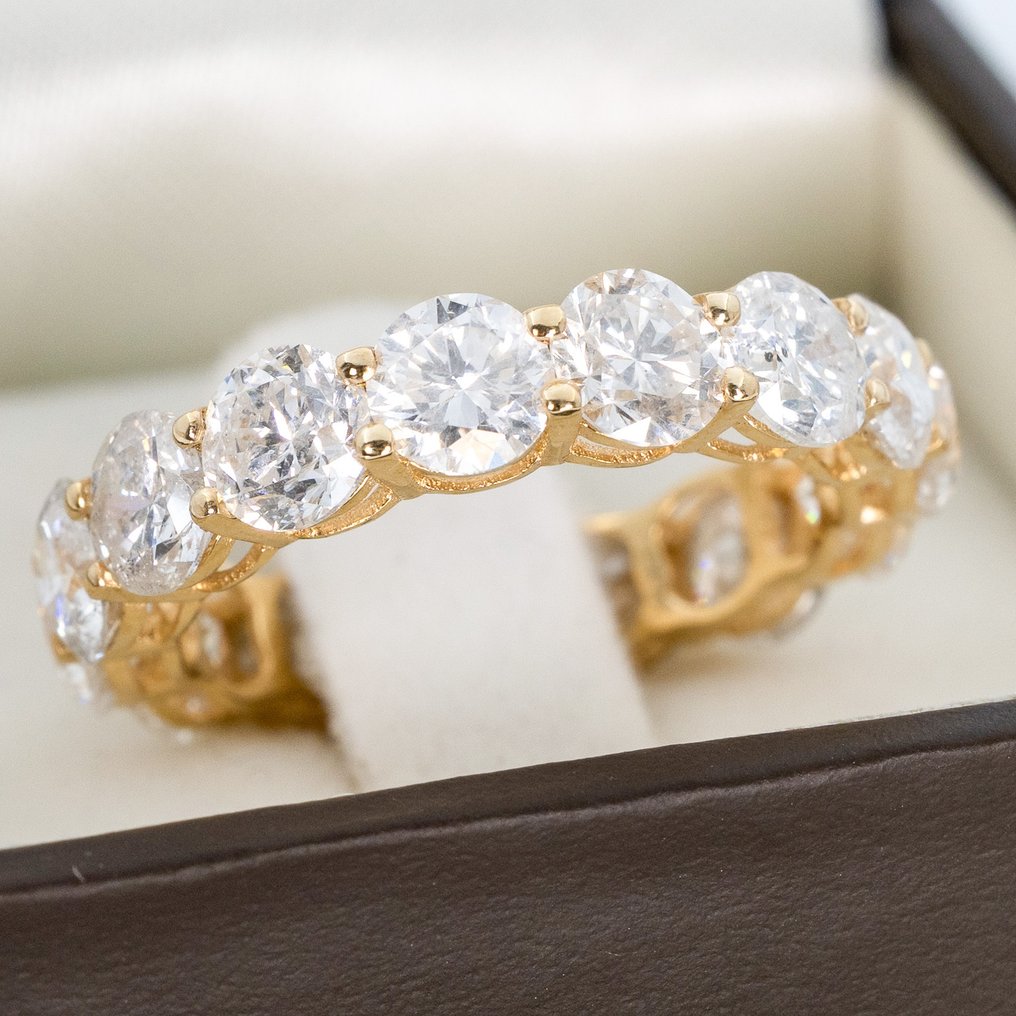 No reserve price - Ring - 14 kt. Yellow gold -  7.88ct. tw. Diamond (Natural) - GCI #1.0