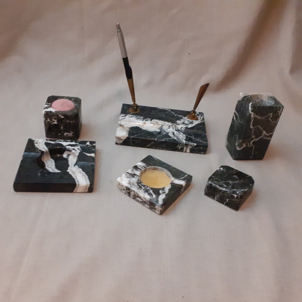 Zestaw biurkowy - Art Deco - Marmur, Mosiądz #1.0