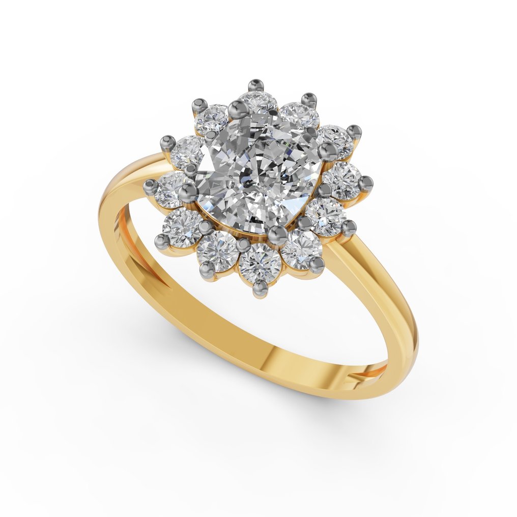 Bague - 14 carats Or jaune -  2.75ct. tw. Diamant (Cultivé en laboratoire) - Diamant #1.0