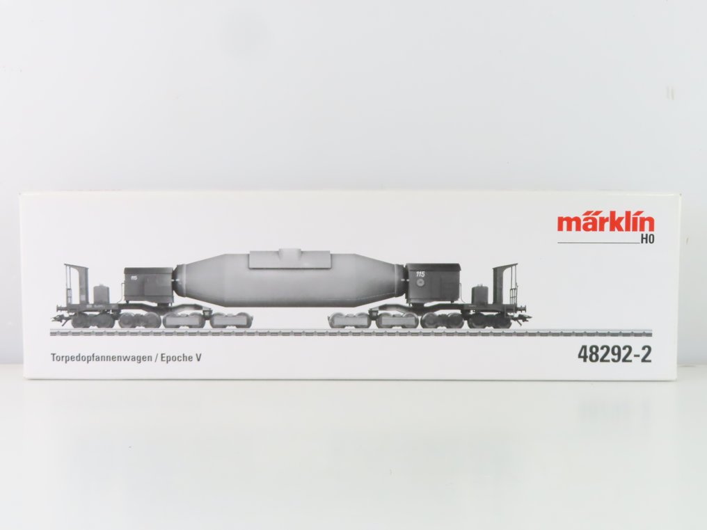 Märklin H0 - uit set 48292 - Machetă tren transport marfă (1) - 16-șasiu 'Torpedowagen' pentru transportul oțelului topit - DB #4.3