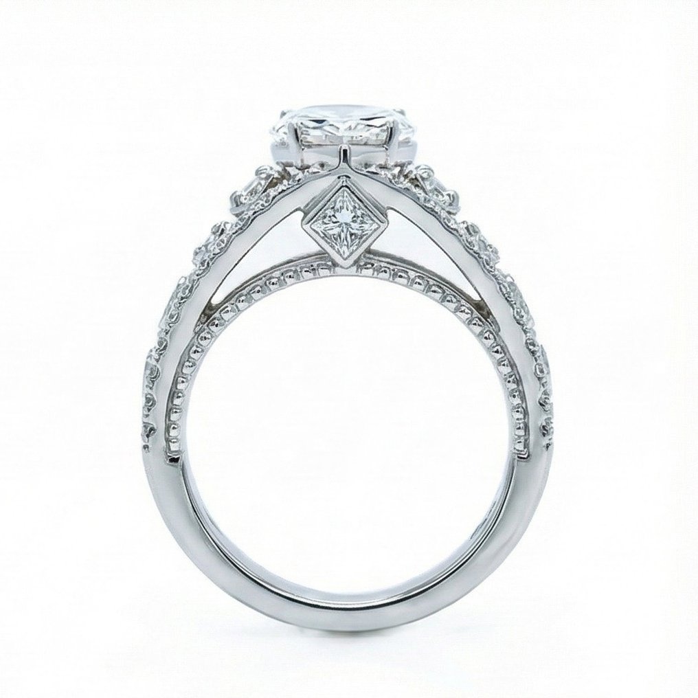 Ei pohjahintaa - Sormus - 14 kt. Valkokulta -  2.18ct. tw. Timantti (Laboratoriossa kasvatettu) - Timantti - IGI- seuraavan päivän EU-toimitus #3.2