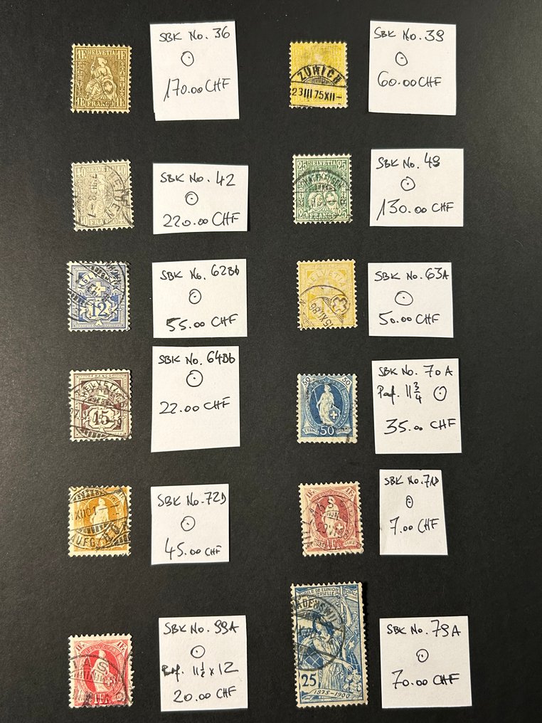 Schweiz 1864/1907 - Schweiz 1864–1907 – Klassiske «Helvetia»-udgaver – Udvalg af brugte frimærker – SBK CV 885 CHF #1.0
