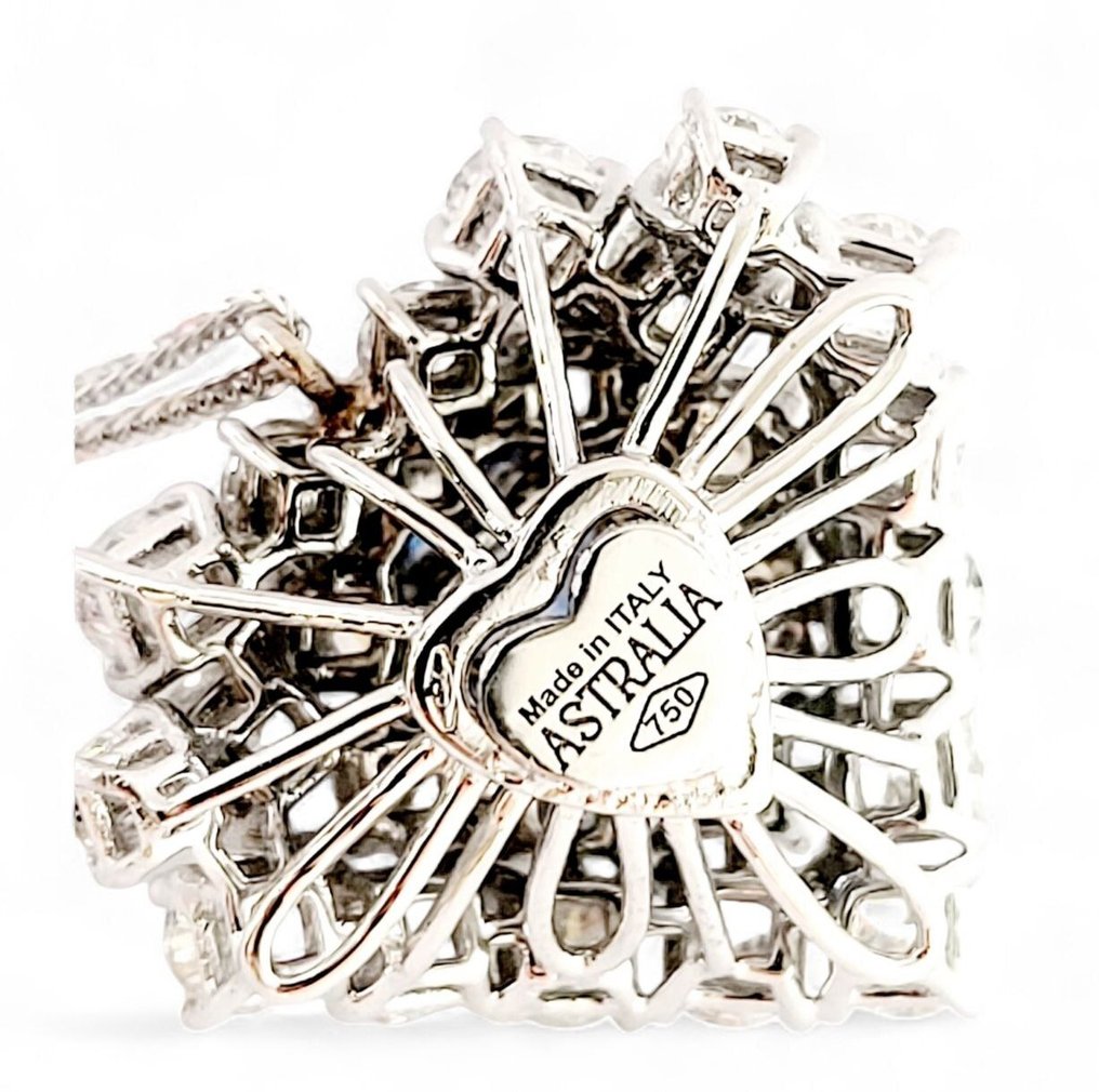 Collier avec pendentif - 18 carats Or blanc - 5.16ct. tw. Diamant (Naturelle) - Saphir #4.3