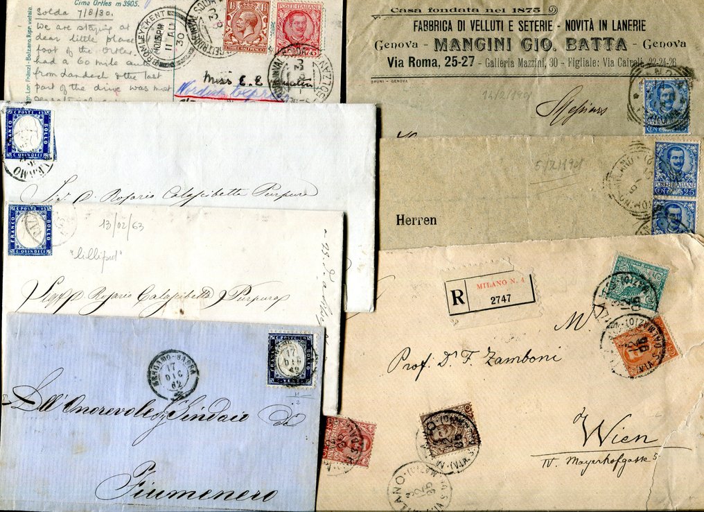 Ιταλία Βασίλειο 1862/1930 - Ενδιαφέρον σύνολο ιστορίας ταχυδρομείου του Βασιλείου. - Sassone vari #1.0