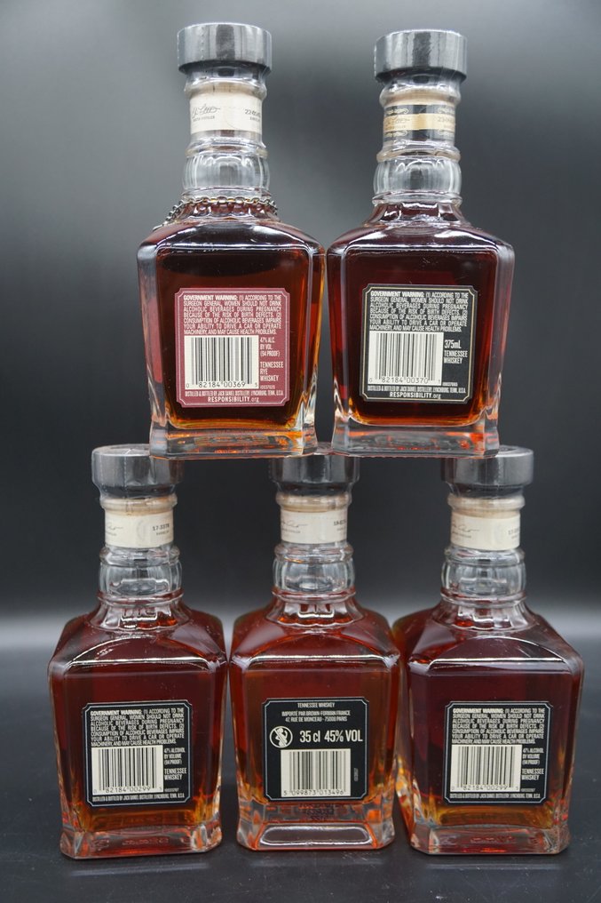 Jack Daniel's Single Barrel set - Lexie Rye, Barrel Proof et all  - 35cl & 375ml - 5 garrafas #2.1