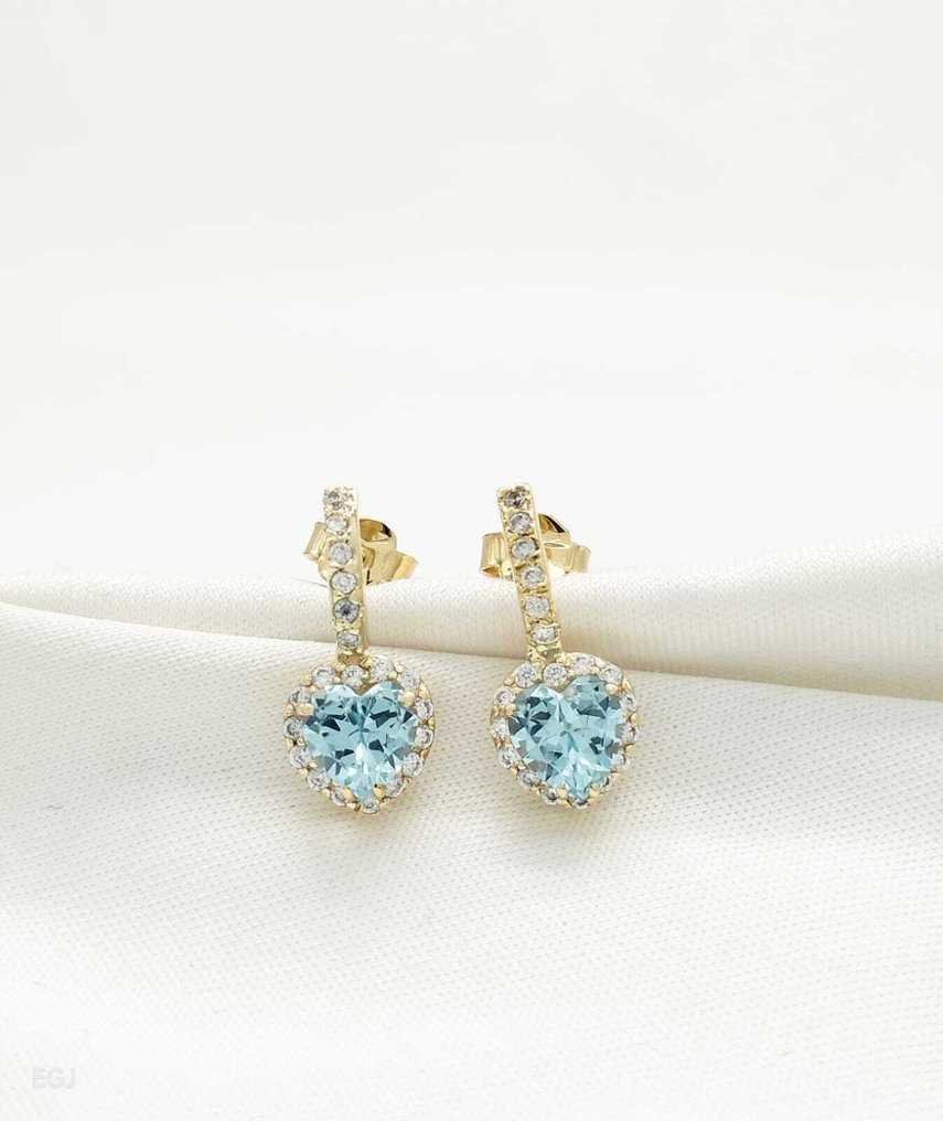 Sans prix de réserve - Boucles d'oreilles - 14 carats Or jaune Topaze - Diamant #1.0