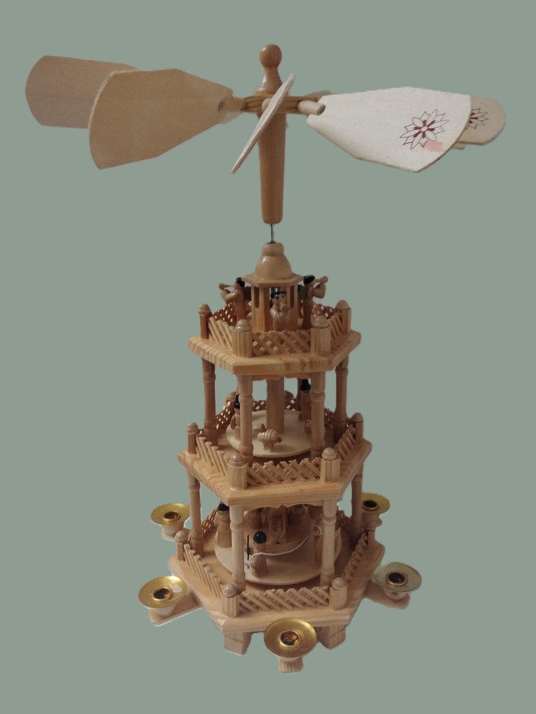 Juleophæng figurer - Rotérende julepyramide 3-etagers - 43 cm - Top - Træ #1.0