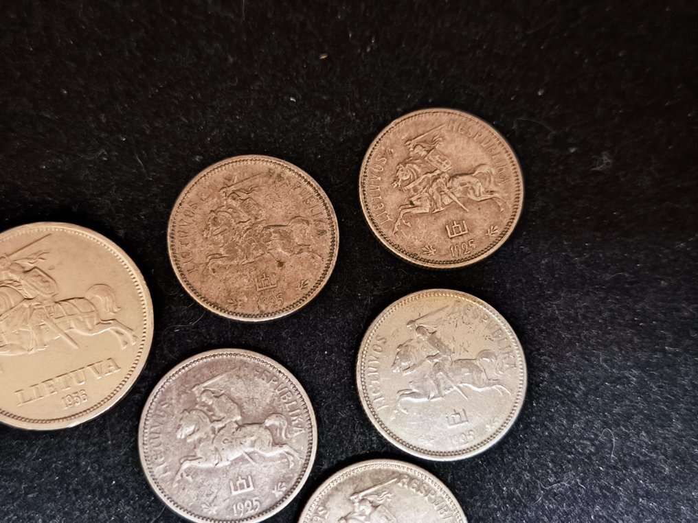 立陶宛. Lot of 6 coins: 5x 2 Litu 1925 & 5 Litai 1936 - Jonas Basanavičius  (没有保留价) #3.2