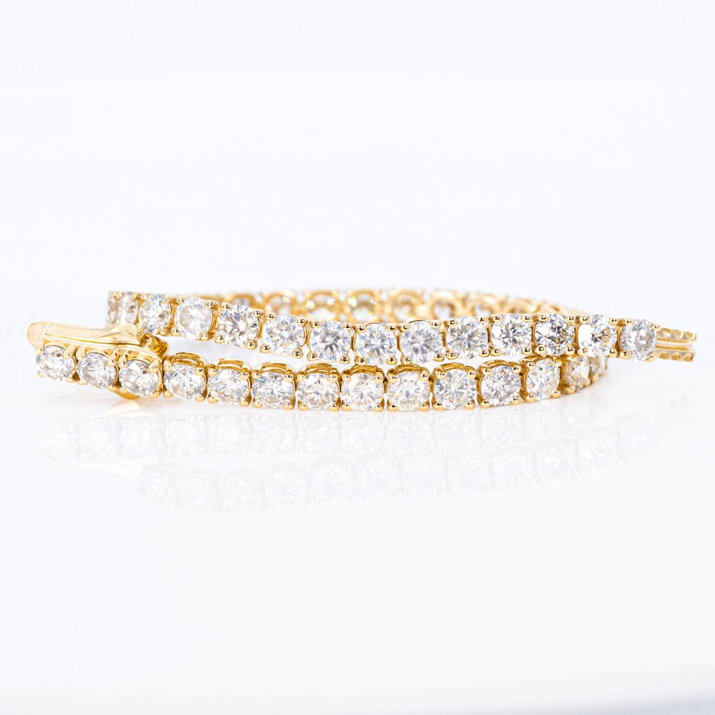 No reserve price - Bracelet - 14 kt. Yellow gold -  10.26ct. tw. Diamond (Natural) - GCI #1.0