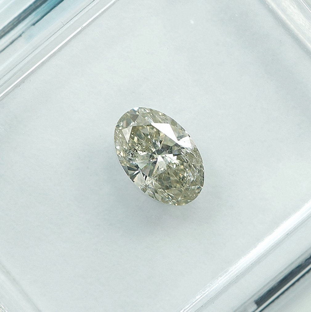 没有保留价 - 1 pcs 钻石  (天然色彩的)  - 0.41 ct - 椭圆形 - Very light 稍帶灰色的 黄色 - I2 内含二级 - 国际宝石研究院（IGI） #4.3