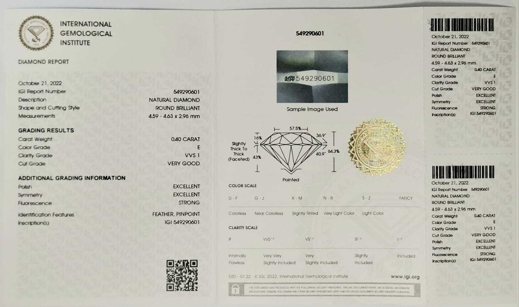 2 pcs 钻石  (天然)  - 0.80 ct - 圆形 - E - VVS1 极轻微内含一级 - 国际宝石研究院（IGI） #3.2