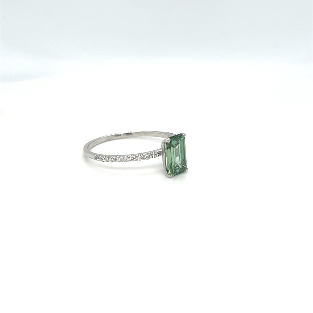 Ingen reservasjonspris - Ring - 14 karat Hvitt gull -  1.21ct. tw. Blå Diamant (Fancy farget lab-dyrket diamant) - Diamant #2.1