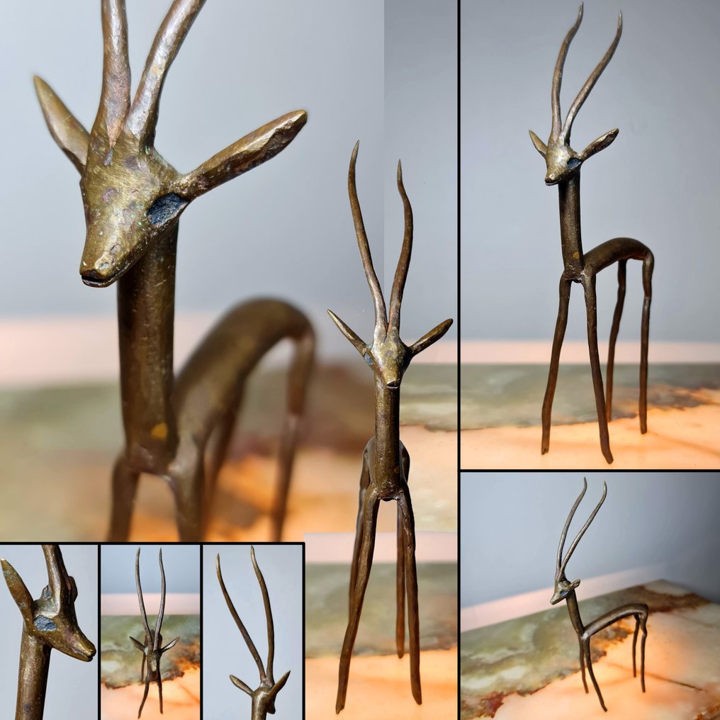 Sculpture GAZELLE en laiton massif, H : 20 cm - Γλυπτό - Αφρική  (χωρίς τιμή ασφαλείας) #1.0