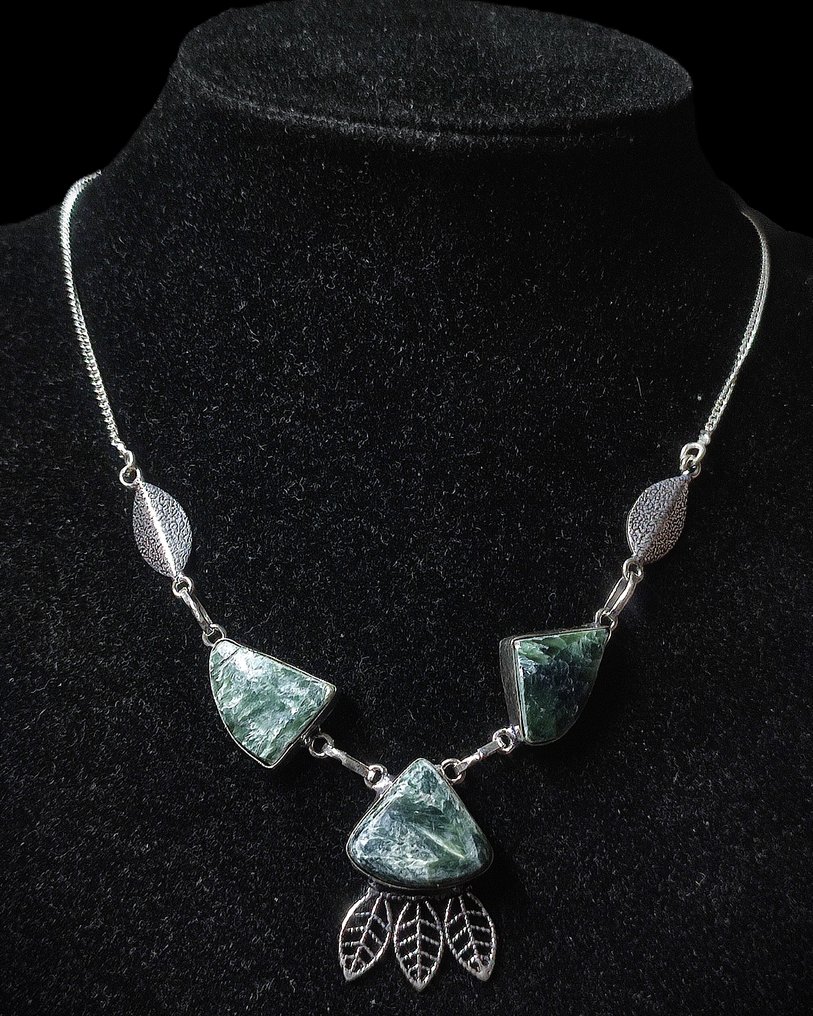 Inget utropspris vackert förstakval Seraphinite handgjord 925 silverhalsband - Kraghalsband #1.0