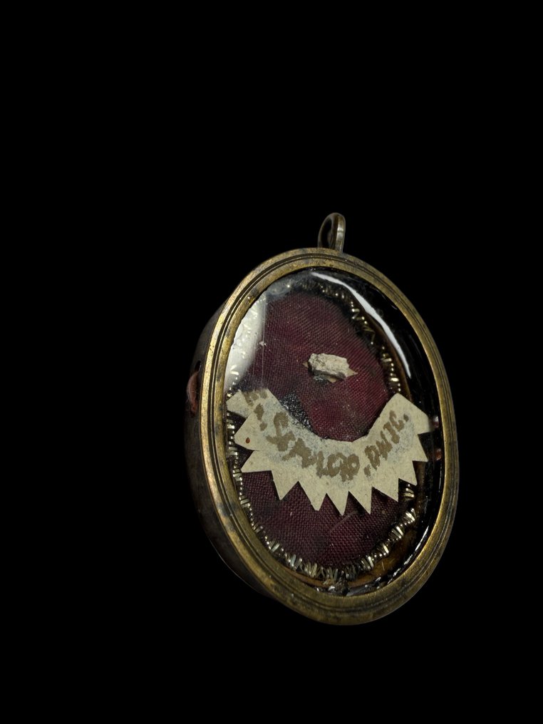 Relicvariu - Metallo argentato, Sticlă, Textile - 1750-1800 - Din mormântul Domnului nostru Iisus Hristos #2.1