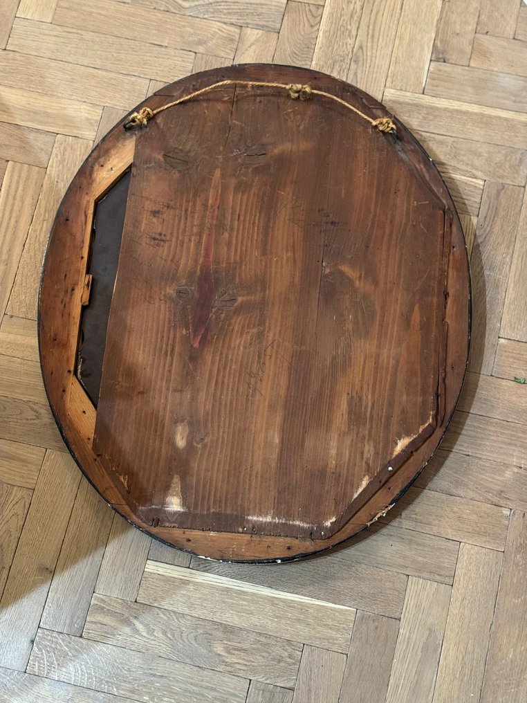 Seinäpeili- oeil‑de‑bœuf - Mäntypuu - Antiikkipeili – ovaali #3.2