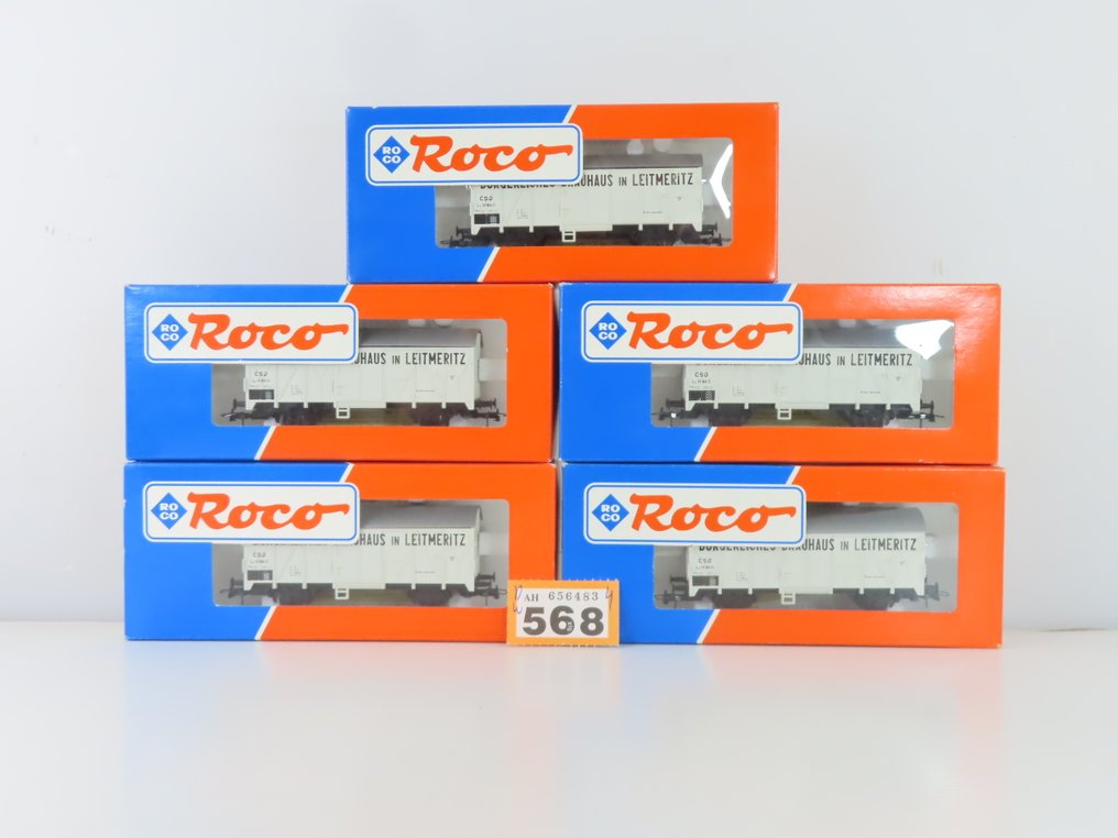 Roco H0 - 48046 - 模型貨運火車 (5) - 5辆2节封闭式货车,标有“BBL” - CSD #2.1