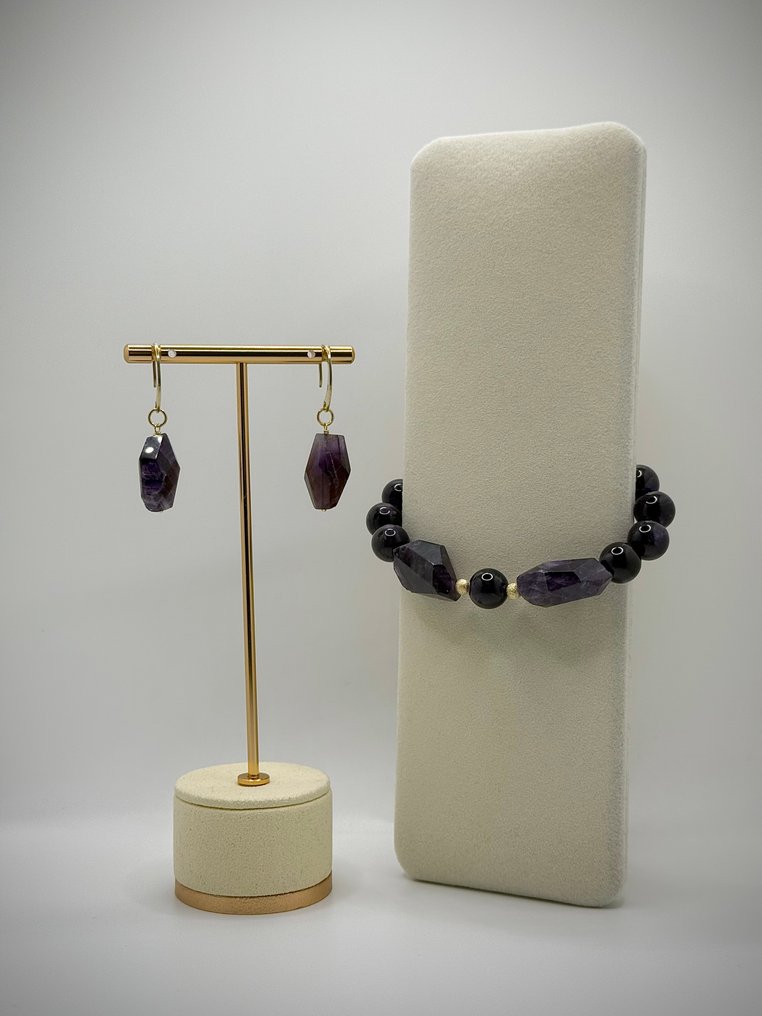 UNICO - 紫水晶 - 925纯银 - 真实性证明 - 2件套珠宝 - 专属人工 #1.0