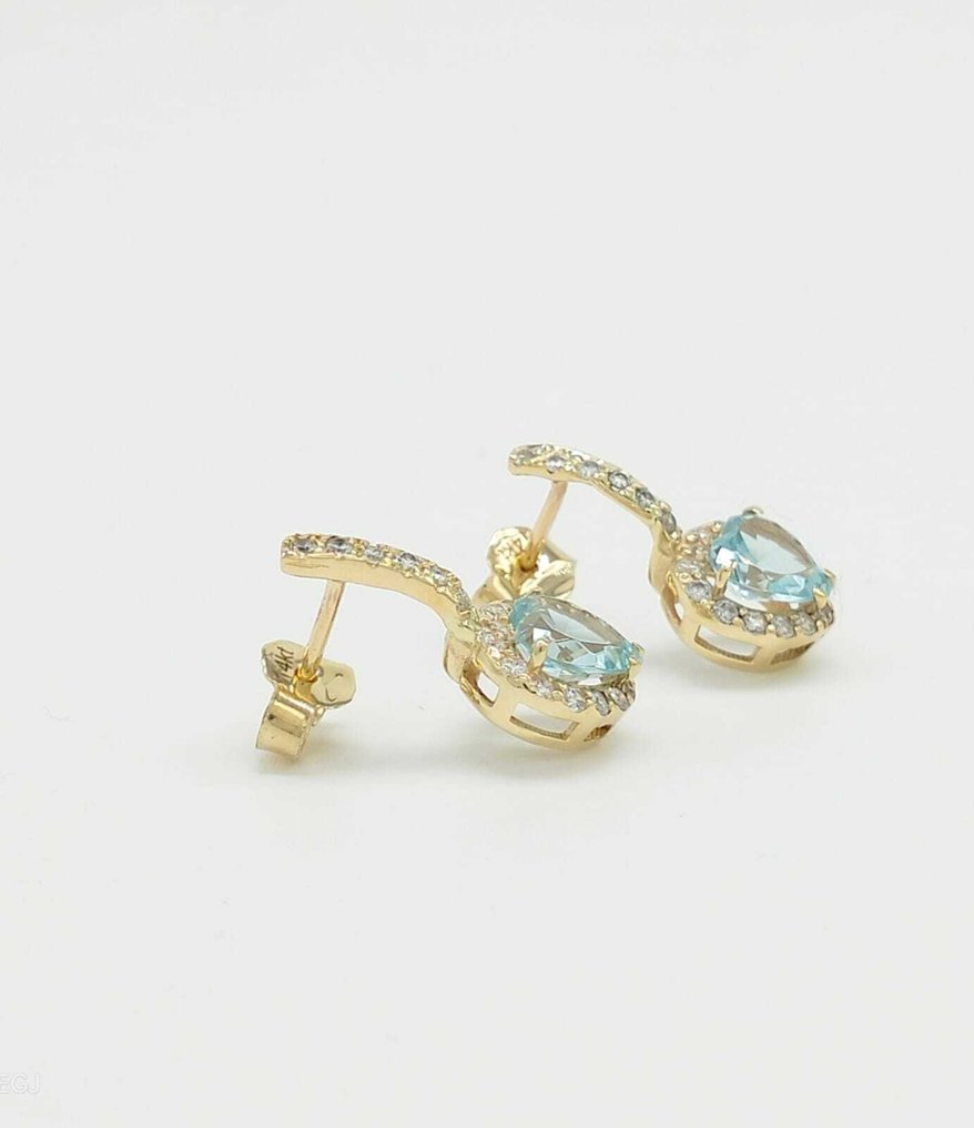 Sans prix de réserve - Boucles d'oreilles - 14 carats Or jaune Topaze - Diamant #2.1