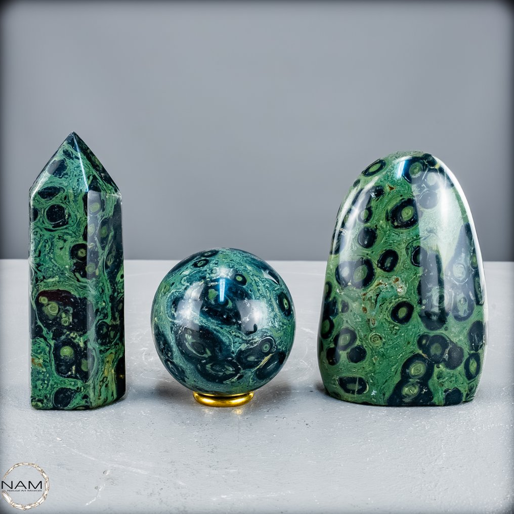 天然坎巴巴碧玉玛瑙套装 令人安心的、强大的、充满古老能量的- 1390.77 g - (3) #1.0