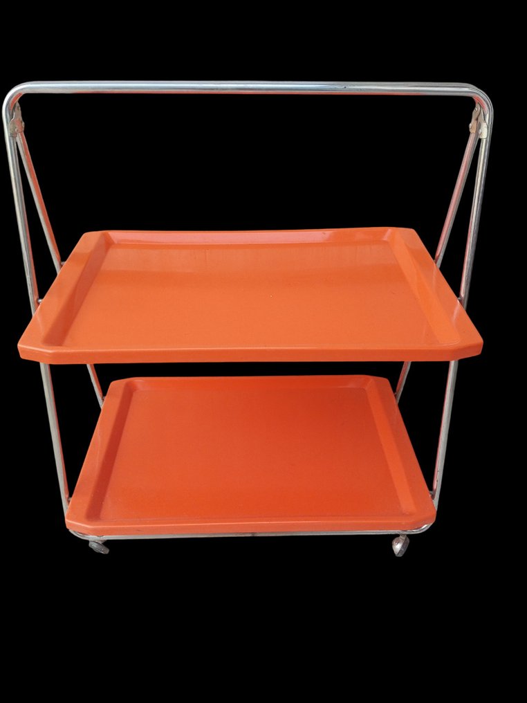 Serving trolley - bar trolley in orange - Plastic, Metal - Serving Trolley #1.0