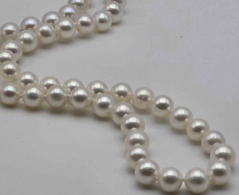 χωρίς τιμή ασφαλείας - Κολιέ - 18 καράτια Λευκός χρυσός Μαργαριτάρι - Perle akoya από 6.6 έως 6.9 #1.0