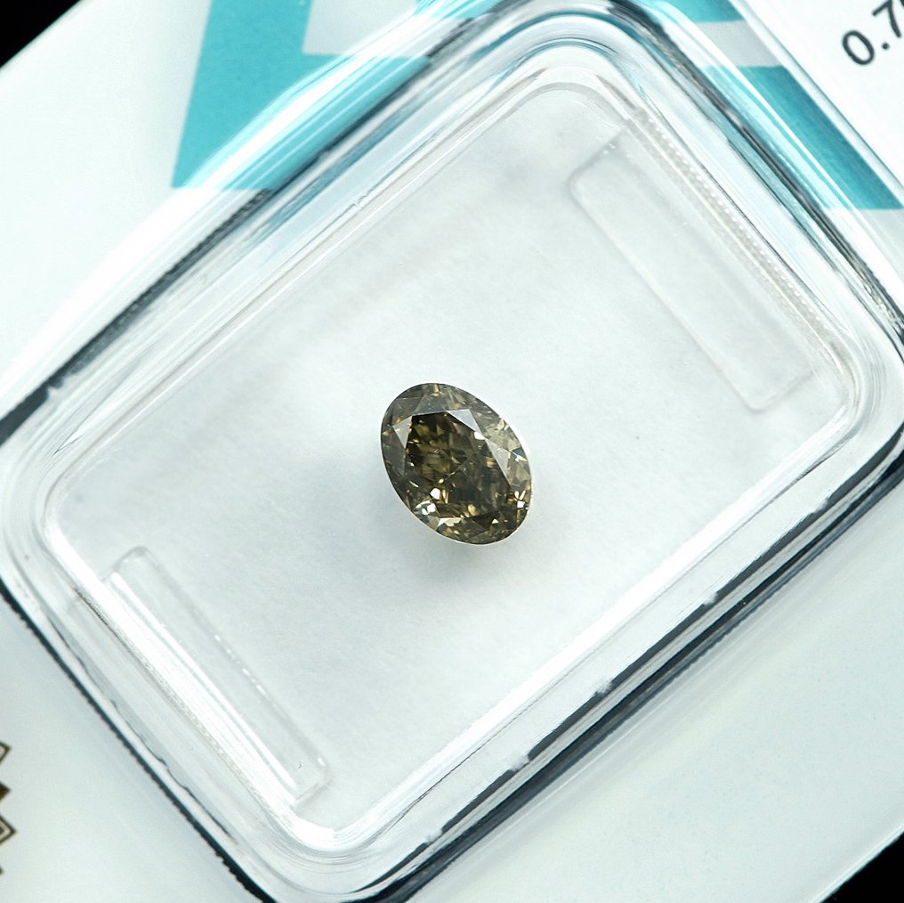 没有保留价 - 1 pcs 钻石  (天然色彩的)  - 0.70 ct - 椭圆形 - Fancy 稍帶灰色的 混合黄色 - SI1 微内含一级 - 国际宝石研究院（IGI） #3.2